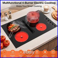 30'' Downdraft Electric Cooktop, 4 Burner Drop-in Stove Top 6000W, 220V Wired