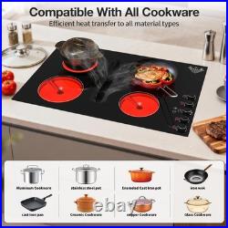 30'' Downdraft Electric Cooktop, 4 Burner Drop-in Stove Top 6000W, 220V Wired