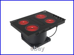 30'' Downdraft Electric Cooktop, 4 Burner Drop-in Stove Top 6000W, 220V Wired