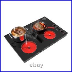 30'' Downdraft Electric Cooktop, 4 Burner Drop-in Stove Top 6000W, 220V Wired