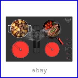 30'' Downdraft Electric Cooktop, 4 Burner Drop-in Stove Top 6000W, 220V Wired