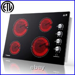 30 Electric Ceramic Cooktop 4 Burner Built-In Radiant Stove Knob Control ETL 30 Electric Ceramic Cooktop 4 Burner Built-In Radiant Stove Knob Control ETL