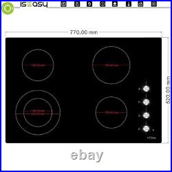 30 Electric Ceramic Cooktop 4 Burners Rotary Knob Stove Cooker Drop-in Hob
