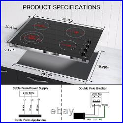 30 Electric Ceramic Cooktop Built-In/Integrated 4 Burners Knob Control