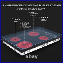 30 Electric Ceramic Cooktop Built-In/Integrated 4 Burners Knob Control