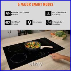 30'' Electric Cooktop 5 Burners Built-in Magnetic Cooktop 9200W 9 Heating Level
