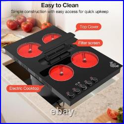 30 Electric Cooktop with Downdraft 4 Burner 220V Electric Stove Top