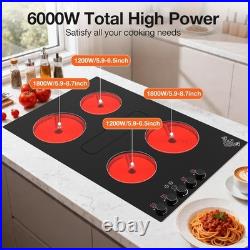 30 Electric Cooktop with Downdraft 4 Burner 220V Electric Stove Top