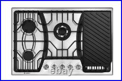 30 Gas Cooktop 5 Burner Built-in Stainless Steel Gas Stove Top with Griddle