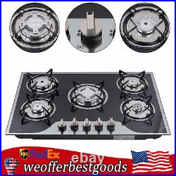 30 Gas Cooktop Built in Gas Stove 5 Burners LPG/NG Gas Cooker Tempered Glass