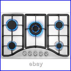 30 Gas Cooktop Stove Top 5 Burners LPG/NG Dual Fuel Stainless Steel