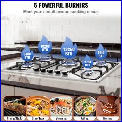 30 Gas Cooktop Stove Top 5 Burners LPG/NG Dual Fuel Stainless Steel