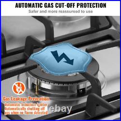 30 Gas Cooktop Stove Top 5 Burners LPG/NG Dual Fuel Stainless Steel