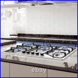 30 Gas Cooktop Stove Top 5 Burners LPG/NG Dual Fuel Stainless Steel
