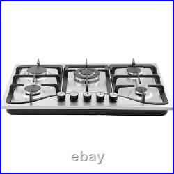 30 Gas Cooktop Stove Top 5 Burners LPG/NG Dual Fuel Stainless Steel