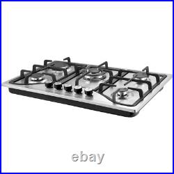 30 Gas Cooktop Stove Top 5 Burners LPG/NG Dual Fuel Stainless Steel