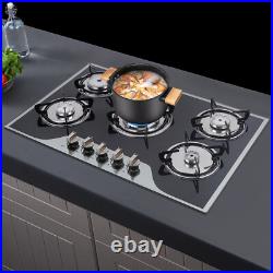 30 Gas Cooktop Stove Top 5 Burners LPG/NG Dual Fuel Stainless Steel Built-In