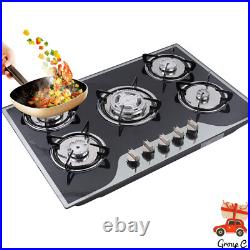 30 Gas Cooktop Stove Top 5 Burners LPG/NG Dual Fuel Stainless Steel Built-In