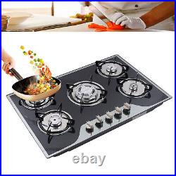 30 Gas Cooktop Stove Top 5 Burners LPG/NG Dual Fuel Stainless Steel Built-In