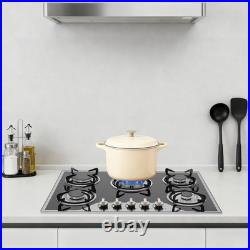 30 Gas Cooktop Stove Top 5 Burners LPG/NG Dual Fuel Stainless Steel Built-In