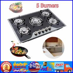 30 Gas Cooktop Stove Top 5 Burners LPG/NG Dual Fuel Stainless Steel Built-In