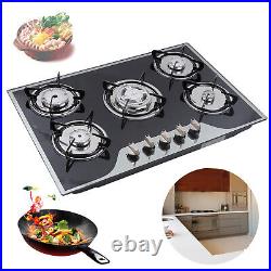 30 Gas Cooktop Stove Top 5 Burners LPG/NG Dual Fuel Stainless Steel Built-In