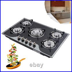 30 Gas Cooktop Stove Top 5 Burners LPG/NG Dual Fuel Stainless Steel Built-In