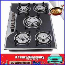 30 Gas Cooktop Stove Top 5 Burners LPG/NG Dual Fuel Stainless Steel Built-In