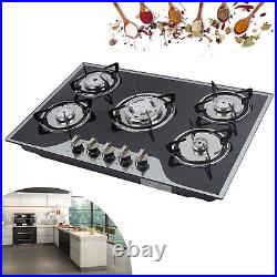 30 Gas Cooktop Stove Top 5 Burners LPG/NG Dual Fuel Stainless Steel Built-In