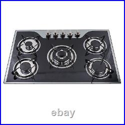 30 Gas Cooktop Stove Top 5 Burners LPG/NG Dual Fuel Stainless Steel Built-In