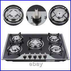 30 Gas Cooktop Stove Top 5 Burners LPG/NG Dual Fuel Stainless Steel Built-In