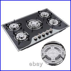 30 Gas Cooktop Stove Top 5 Burners LPG/NG Dual Fuel Stainless Steel Built-In