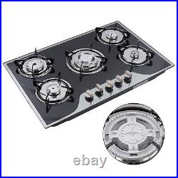 30 Gas Cooktop Stove Top 5 Burners LPG/NG Dual Fuel Stainless Steel Built-In