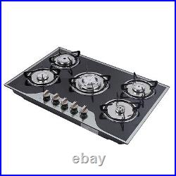 30 Gas Cooktop Stove Top 5 Burners LPG/NG Dual Fuel Stainless Steel Built-In