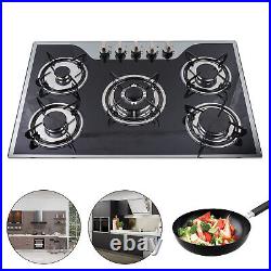 30 Gas Cooktop Stove Top 5 Burners LPG/NG Dual Fuel Stainless Steel Built-In