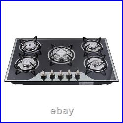 30 Gas Cooktop Stove Top 5 Burners LPG/NG Dual Fuel Stainless Steel Built-In