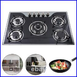 30 Gas Cooktop Stove Top 5 Burners LPG/NG Dual Fuel Stainless Steel Built-In