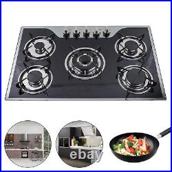 30 Gas Cooktop Stove Top 5 Burners LPG/NG Dual Fuel Stainless Steel Built-In