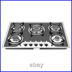 30 Gas Cooktop Stove Top 5 Burners LPG/NG Dual Fuel Stainless Steel Built-In