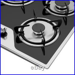 30 Gas Cooktop Stove Top 5 Burners LPG/NG Dual Fuel Stainless Steel Built-In
