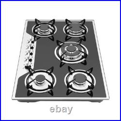 30 Gas Cooktop Stove Top 5 Burners LPG/NG Dual Fuel Stainless Steel Built-In
