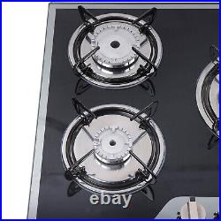 30 Gas Cooktop Stove Top 5 Burners LPG/NG Dual Fuel Stainless Steel Built-In