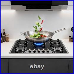 30 Gas Cooktop Stove Top 5 Burners LPG/NG Dual Fuel Stainless Steel Built-In