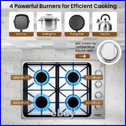 30 Gas Cooktop with 4 Sealed Burners ABS Knobs Cast Iron Grates Easy Cleaning