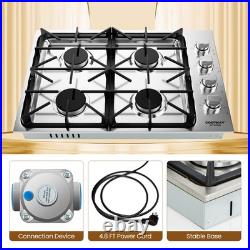 30 Gas Cooktop with 4 Sealed Burners ABS Knobs Cast Iron Grates Easy Cleaning