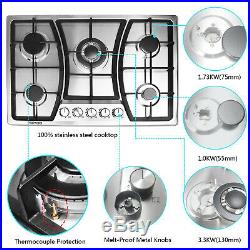 New Year-Seckill 30" Stainless Steel 5Burner Built-in NG/LPG Gas Cooktop Hob 