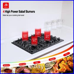 30 In. Gas Cooktop 4 Sabaf Sealed Burners Heavy Duty withZinc Alloy Knobs NG/LPG