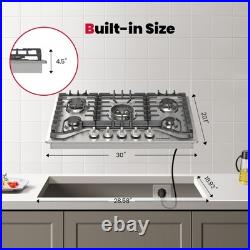 30 In. Gas Cooktop 5 Italy Sealed Burner? Cast Iron Stovetop NG/LPG Convertible