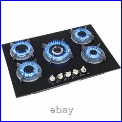 30 In Gas Cooktop Propane Gas Stove 5 Burner NG LPG Dual Fuel Tempered Glass