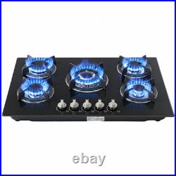 30 In Gas Cooktop Propane Gas Stove 5 Burner NG LPG Dual Fuel Tempered Glass